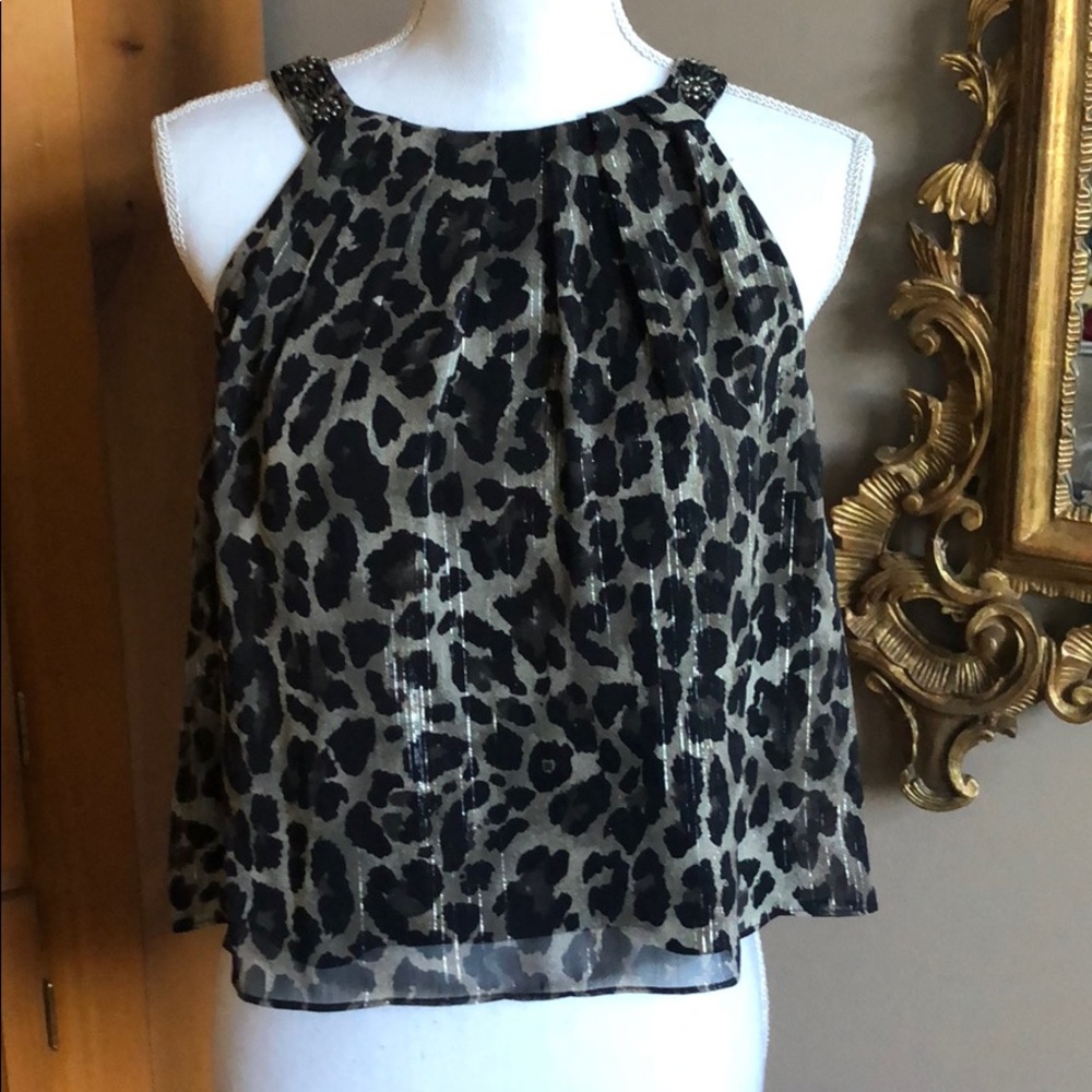 Animal Print Crop Halter Top